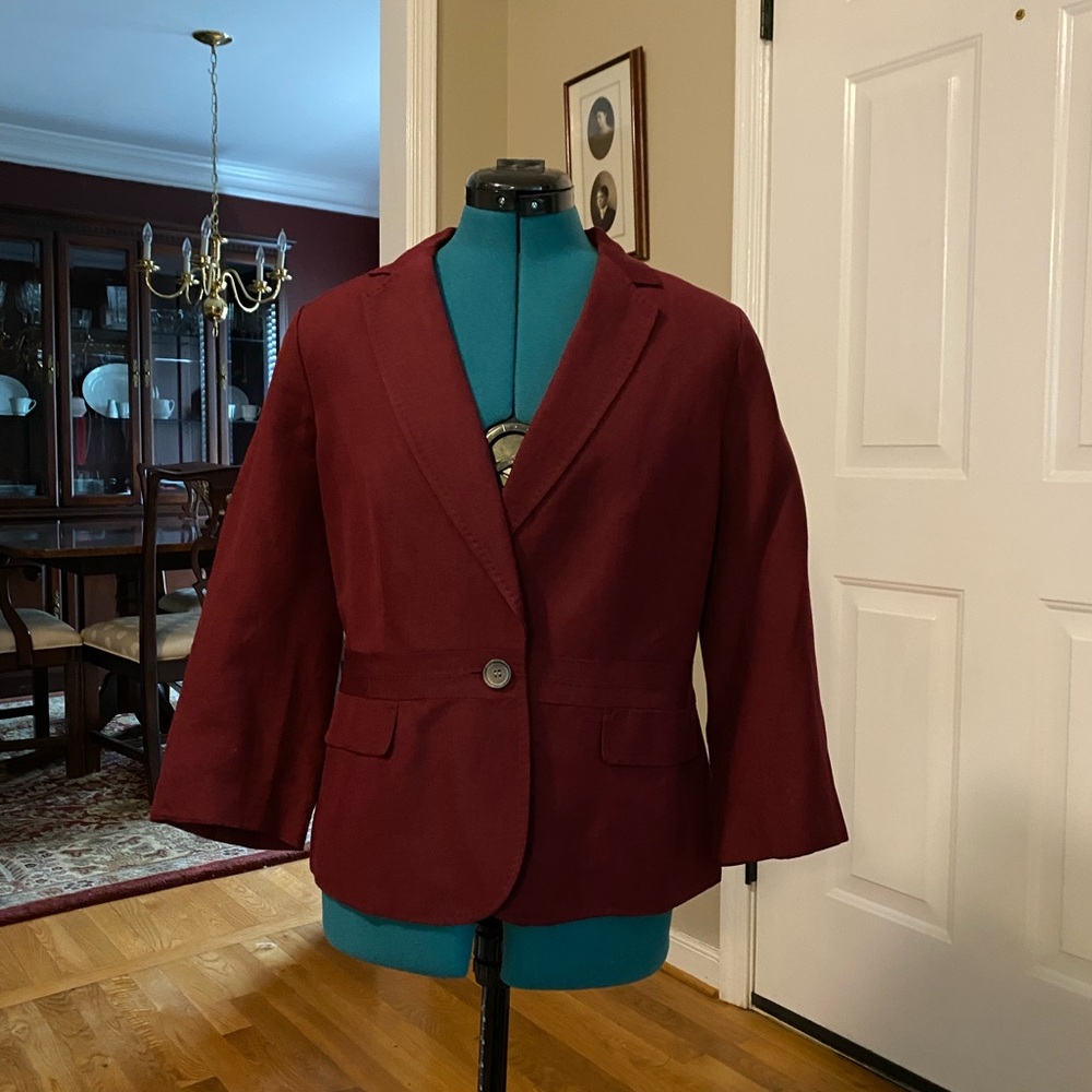 Women’s Talbots Burgundy Linen Blazer - NWOT